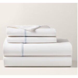 Ralph Lauren Organic Cotton Palmer King Flat Sheet Sky Blue NEW